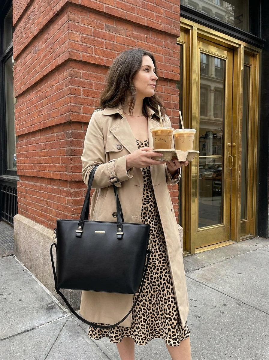 The Charlotte Tote – Elegant Everyday Carryall - Black