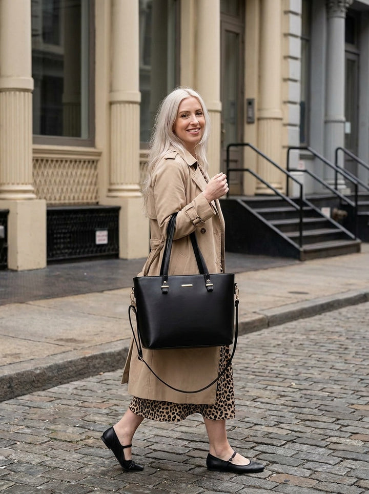 The Charlotte Tote – Elegant Everyday Carryall - Black