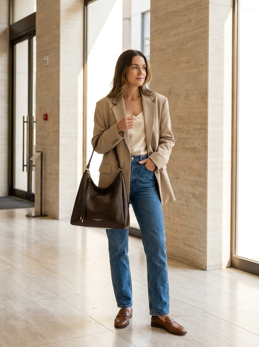 Kensington Dark Brown Shoulder Tote Bag – lifestyle