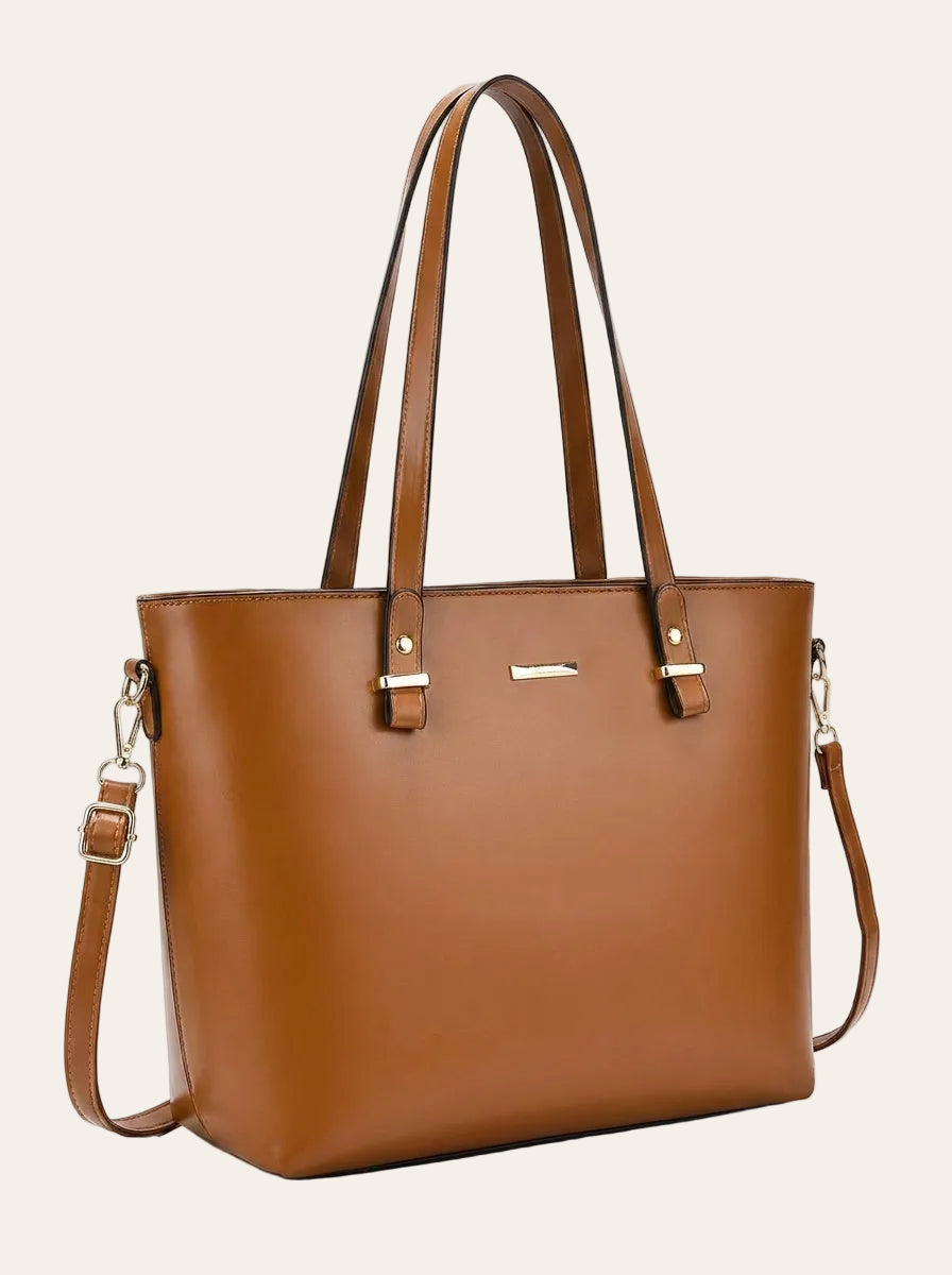 The Charlotte Tote – Elegant Everyday Carryall - Cognac