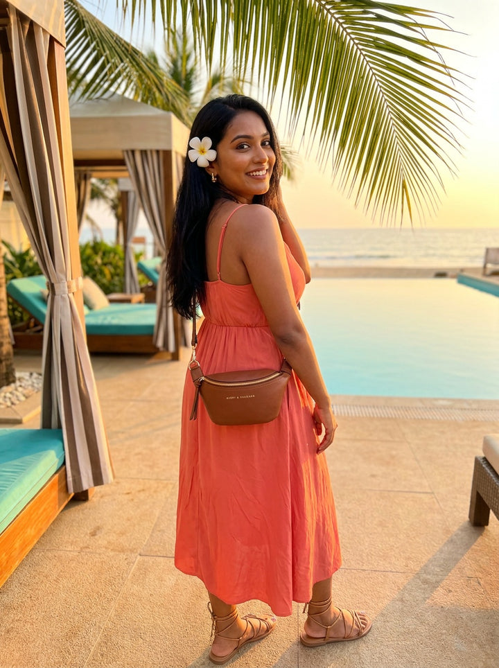 The Kensington Crescent Crossbody Bag - Cognac