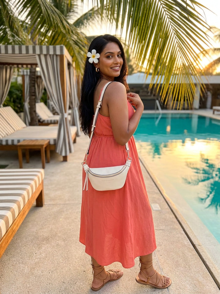The Kensington Crescent Crossbody Bag - Cream