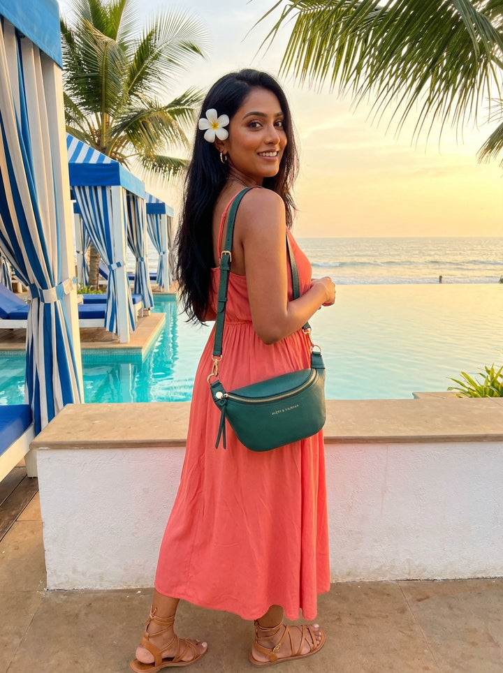The Kensington Crescent Crossbody Bag - Teal