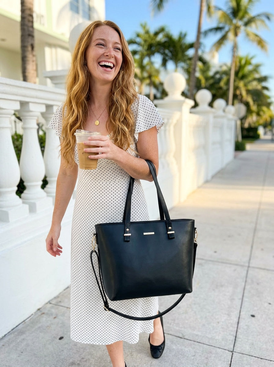 The Charlotte Tote – Elegant Everyday Carryall - Black
