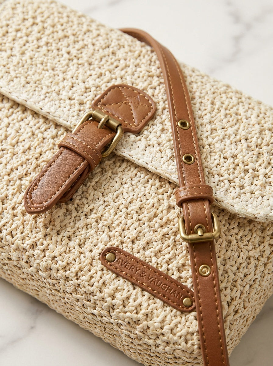 The Amalfi Raffia Crossbody – Woven Summer Crossbody Bag – detail & texture
