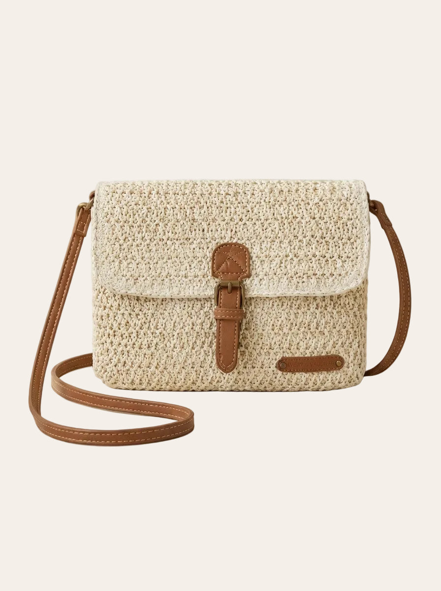 The Amalfi Raffia Crossbody – Woven Summer Crossbody Bag – front view