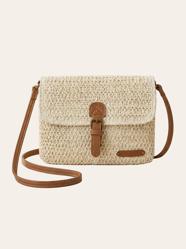 The Amalfi Raffia Crossbody – Woven Summer Crossbody Bag – front view