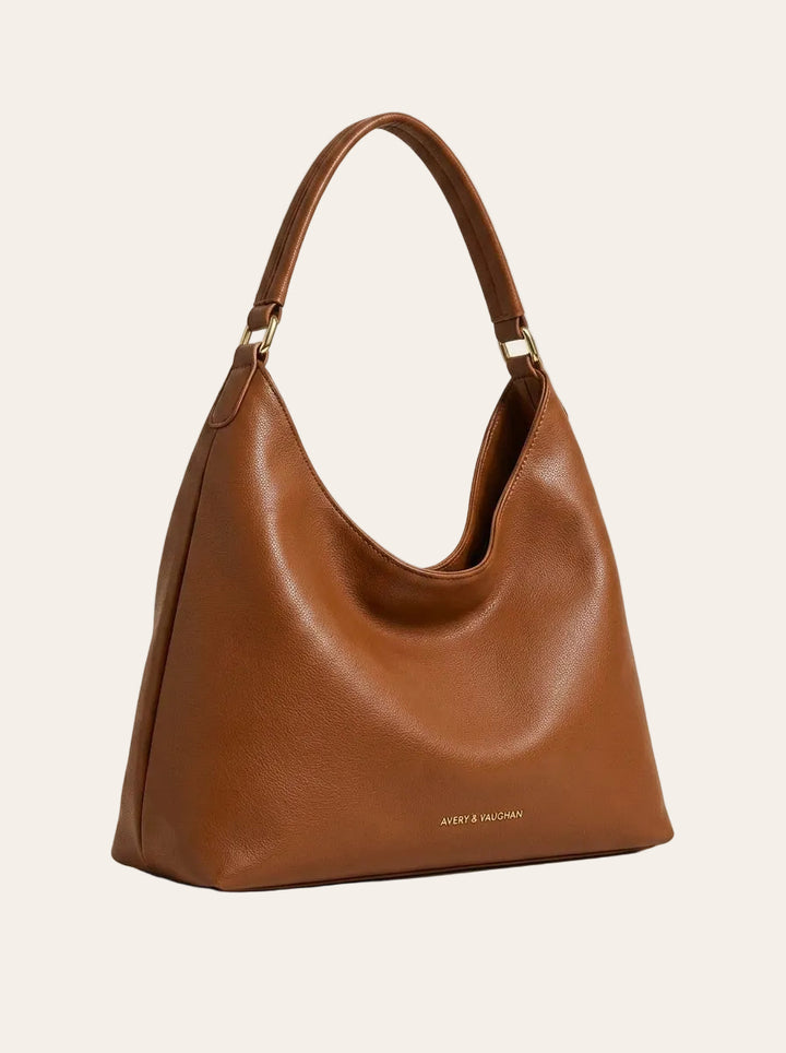 The Cambridge Slouch Hobo – Cognac Brown Everyday Shoulder Bag – 3/4 angle