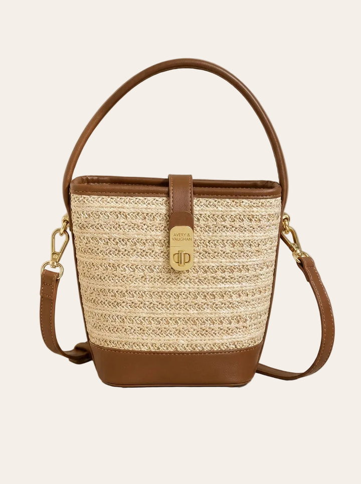 The Capri Woven Bucket Bag | Straw Top Handle Crossbody – front view