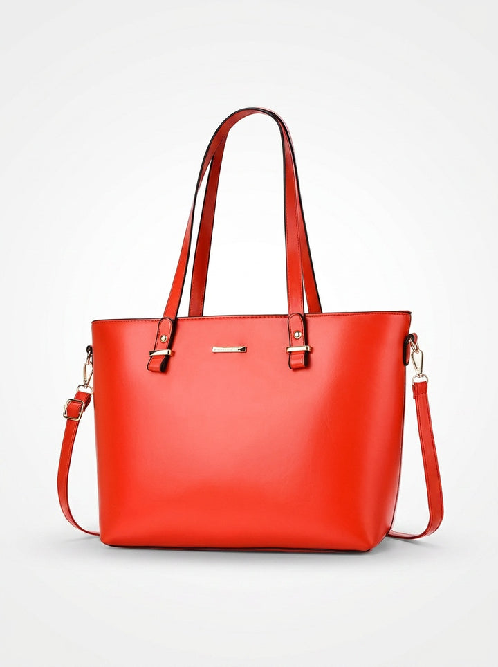 The Charlotte Tote – Elegant Everyday Carryall - Bright Red – front view