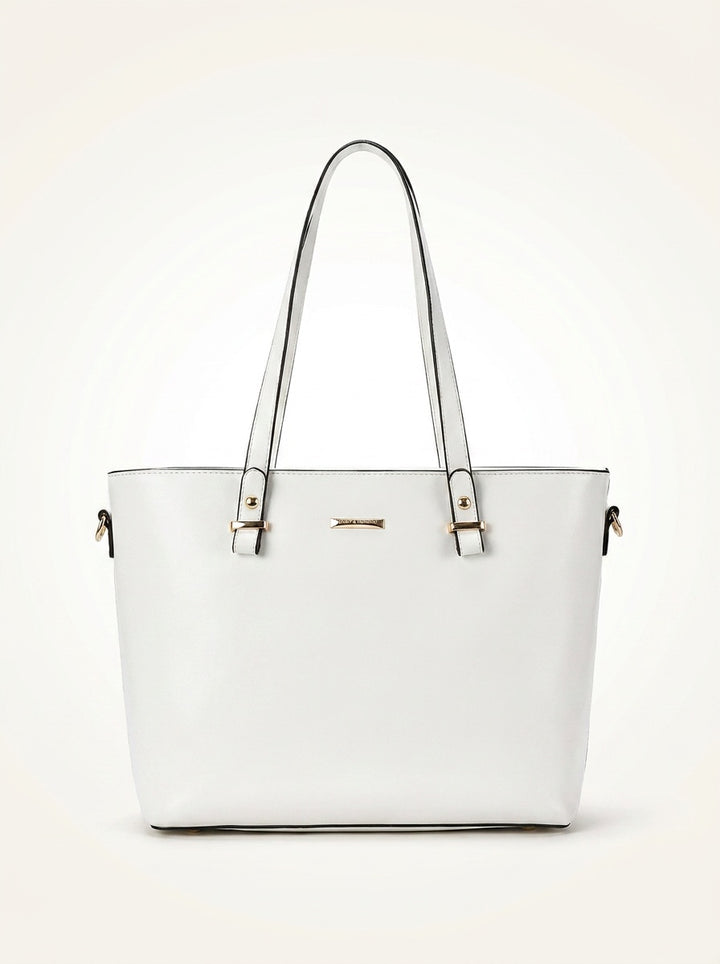The Charlotte Tote – Elegant Everyday Carryall - White – front view