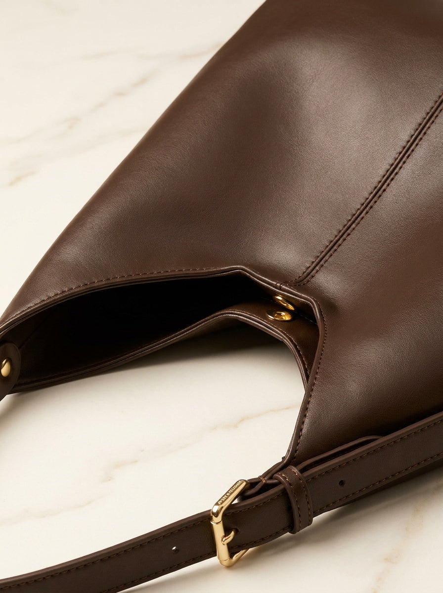 The Kensington Chocolate Hobo Bag | Elegant Everyday Shoulder Bag – detail & texture