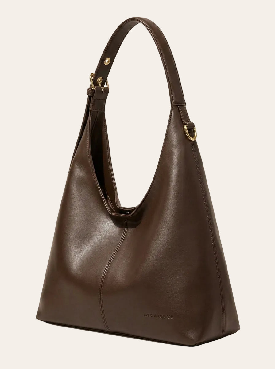 The Kensington Chocolate Hobo Bag | Elegant Everyday Shoulder Bag – 3/4 angle