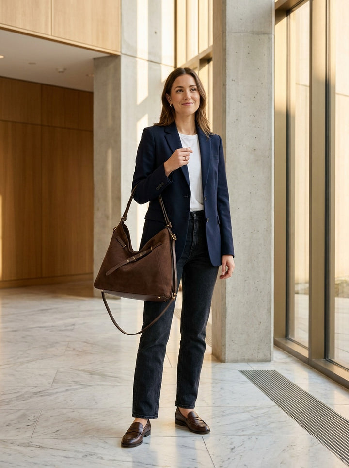 The Kensington Chocolate Shoulder Bag | Soft Structured Everyday Handbag – lifestyle