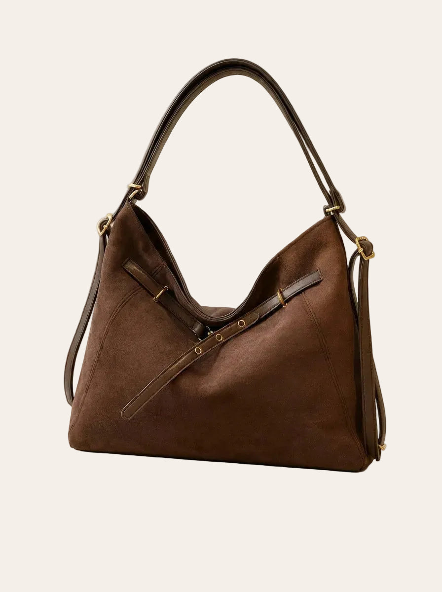 The Kensington Chocolate Shoulder Bag | Soft Structured Everyday Handbag – 3/4 angle