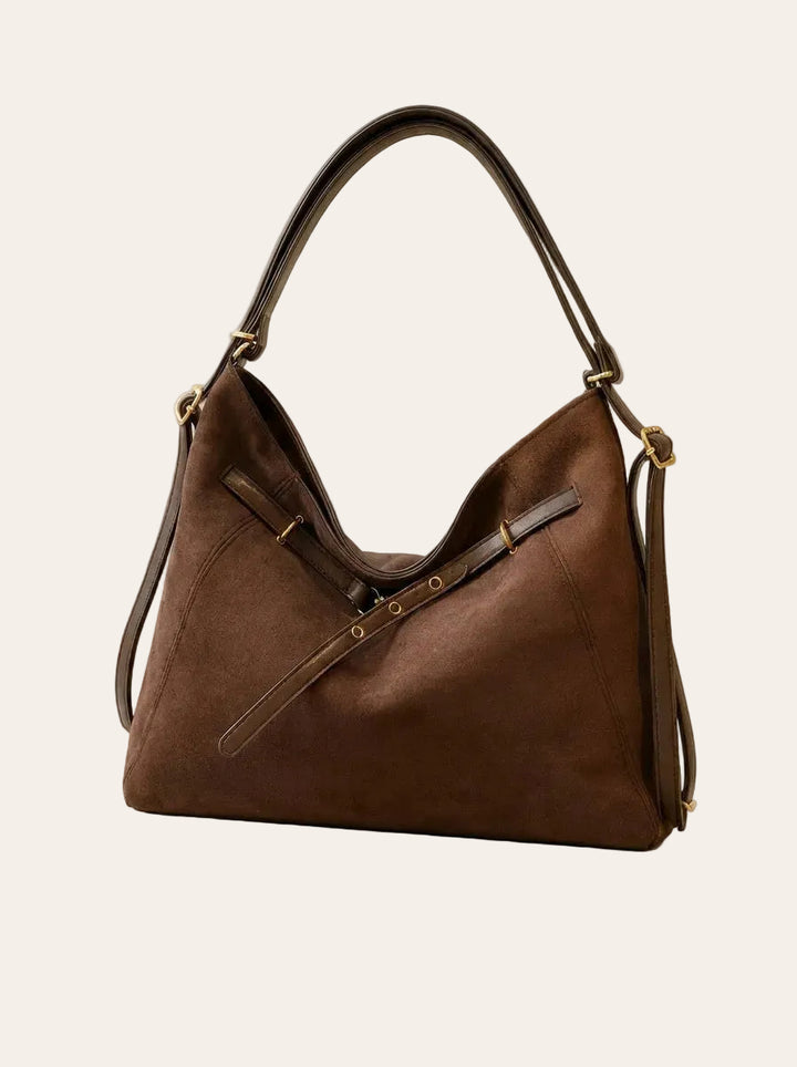 The Kensington Chocolate Shoulder Bag | Soft Structured Everyday Handbag – 3/4 angle