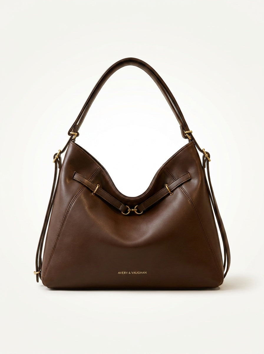 The Kensington Chocolate Shoulder Bag | Soft Structured Everyday Handbag – front view