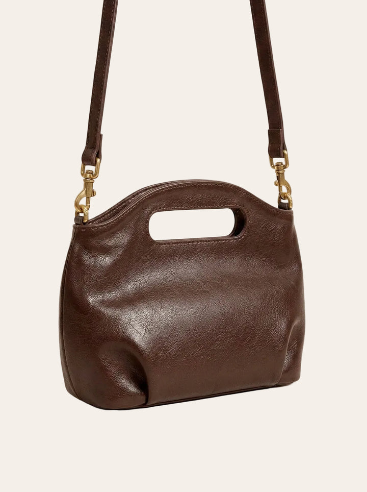 The Kensington Cut-Out Crossbody | Chocolate Brown – 3/4 angle
