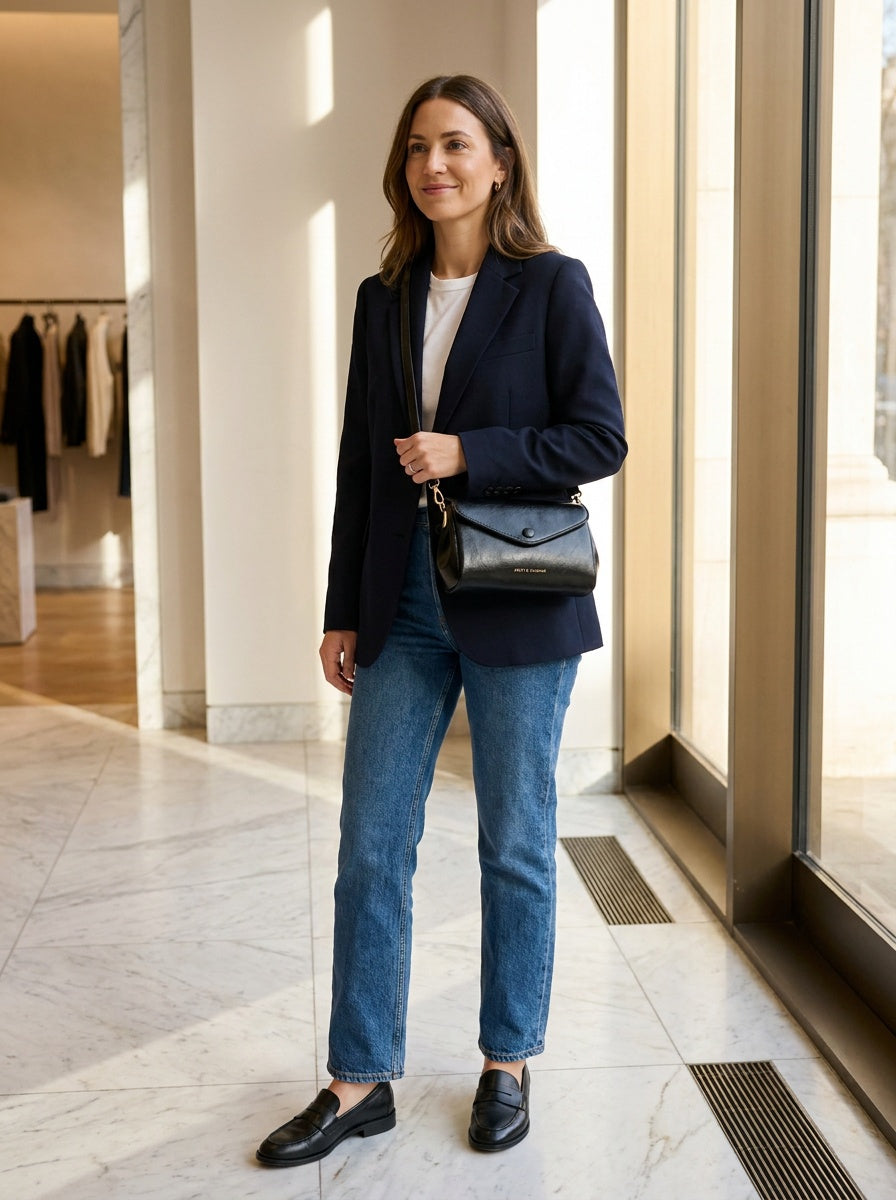 The Kensington Envelope Crossbody – Timeless Black Crossbody Bag – lifestyle