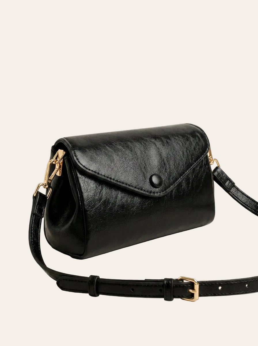 The Kensington Envelope Crossbody – Timeless Black Crossbody Bag – 3/4 angle