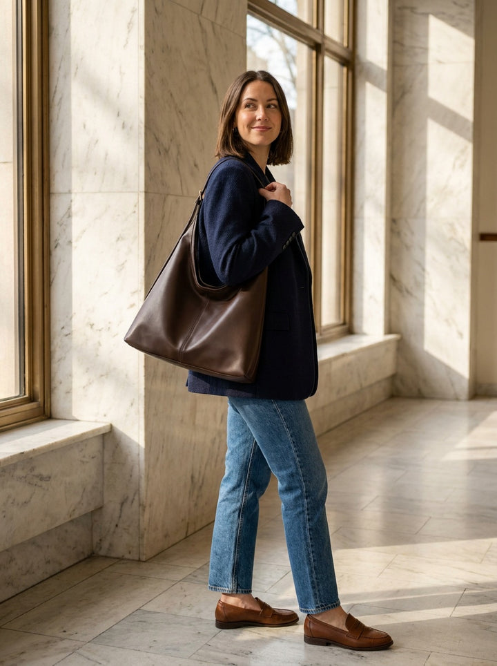 The Kensington Sculptural Hobo – Dark Chocolate – lifestyle