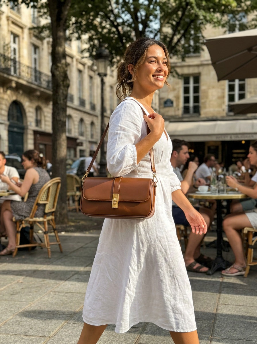The Kensington Shoulder Bag – Cognac Brown – lifestyle