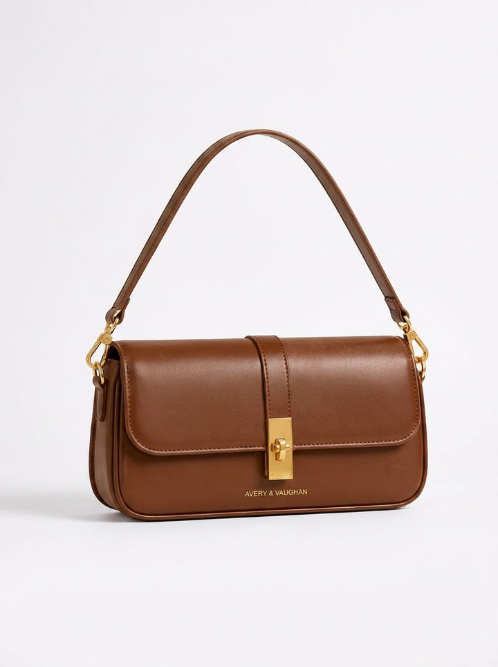 The Kensington Shoulder Bag – Cognac Brown – front view