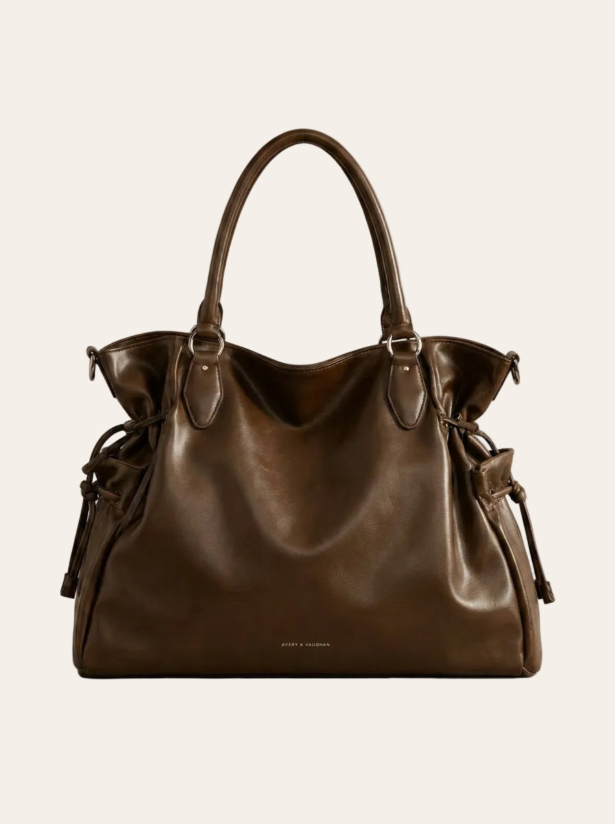 The Kensington Travel Tote | Large Chocolate Brown Slouch Shoulder Bag – front view