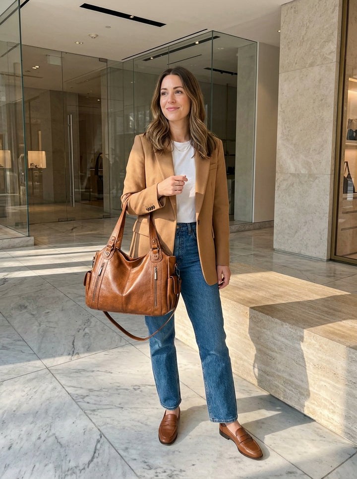 The Kensington Utility Tote – Cognac Brown Everyday Shoulder Bag – lifestyle