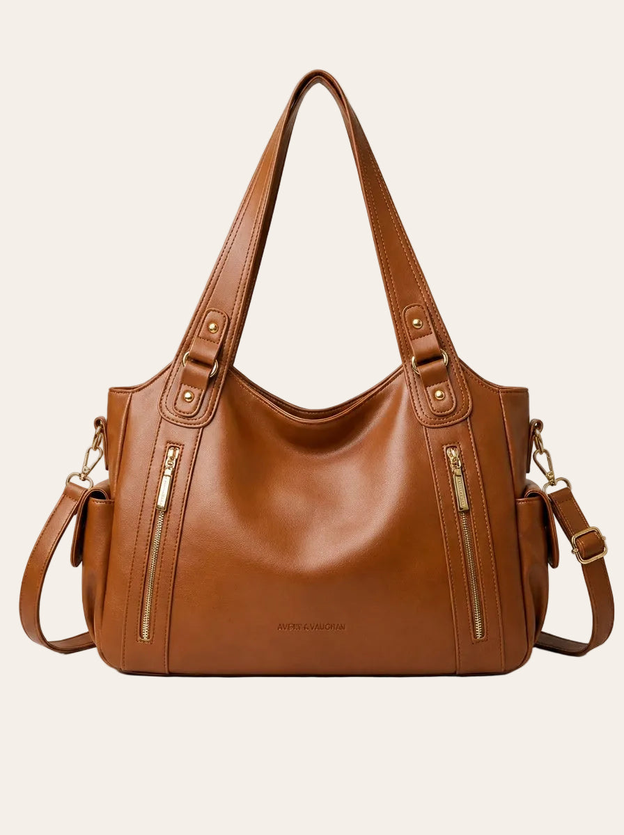 The Kensington Utility Tote – Cognac Brown Everyday Shoulder Bag – front view