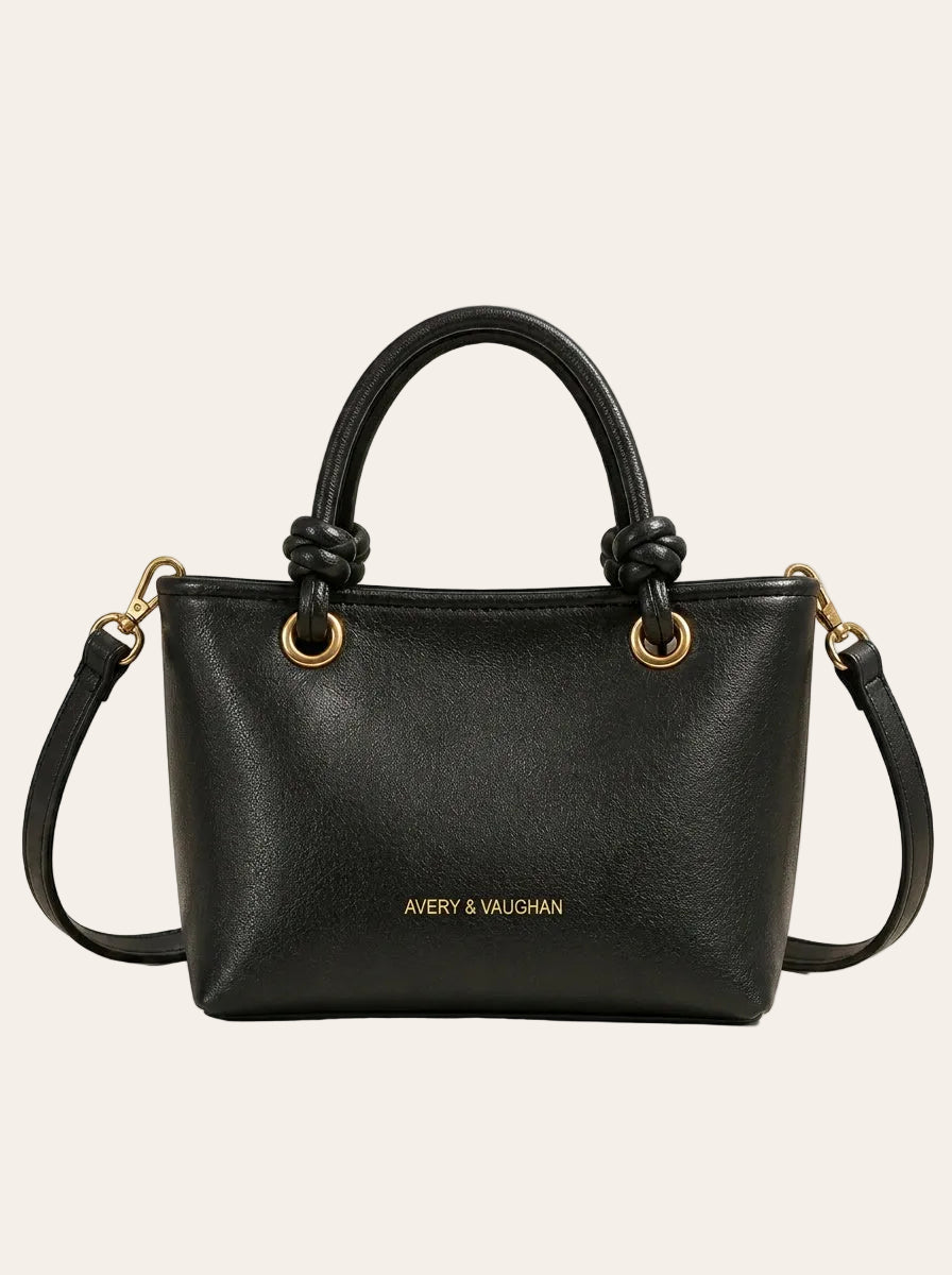 The Mayfair Mini Tote | Elegant Black Structured Handbag – front view