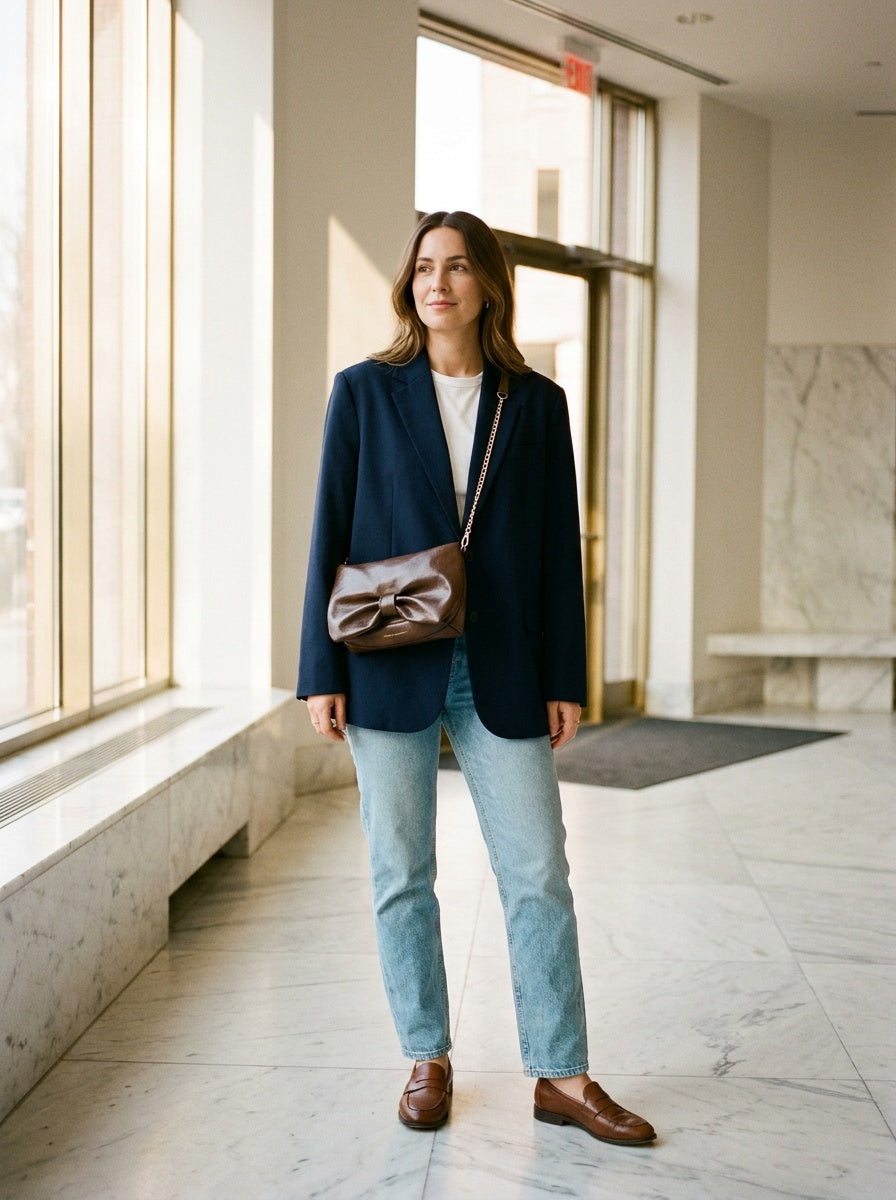 The Sienna Bow Clutch | Soft Brown Evening & Crossbody Bag – lifestyle