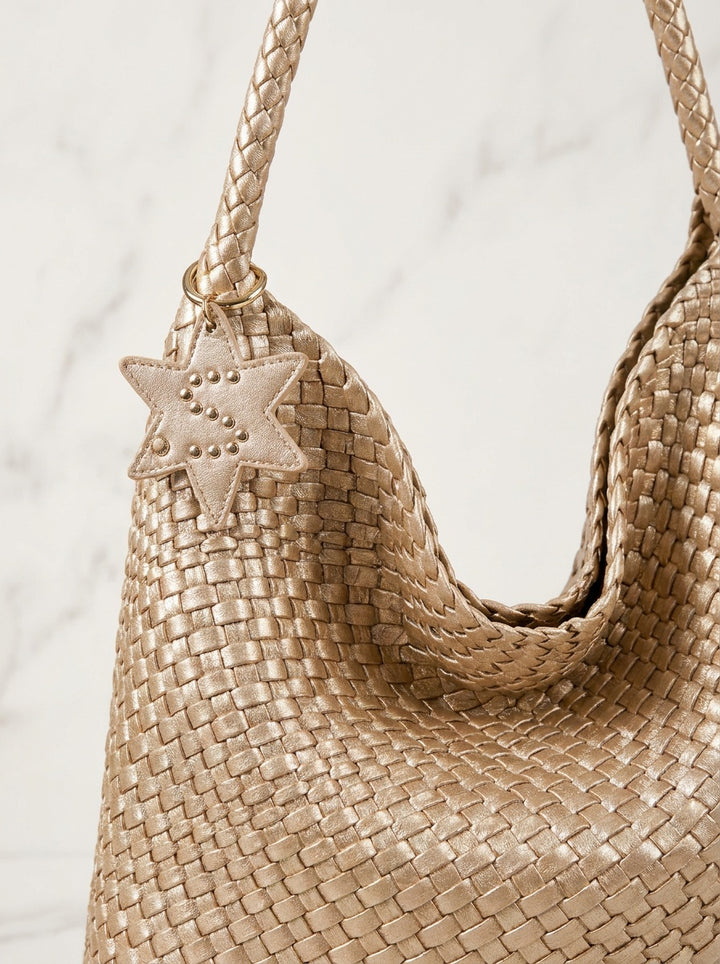 The Verona Woven Hobo – Champagne Gold – detail & texture
